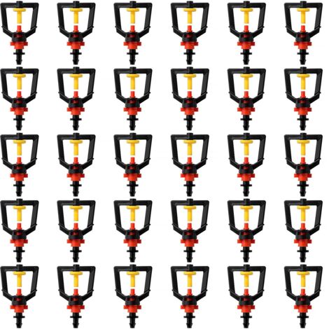 30-teilige Mikrosprinklerdüse, 360-Grad-Zerstäubungsdüsen, Brechungs-Mikrodüse, hängender Bewässerungssprinkler mit Widerhakenanschluss, für Rasengärten (1/5)