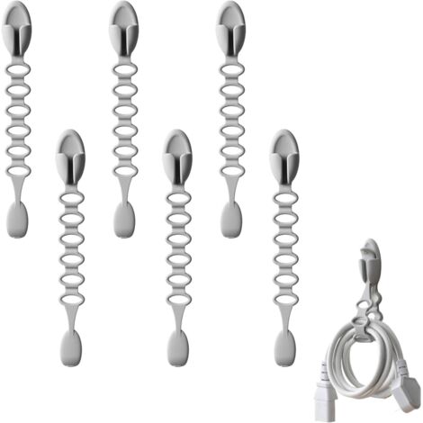 [NIE BENUTZT]Kabel-Organizer, 6er-Pack, Kabel-Organizer, multifunktionaler Kabelhalter, wiederverwendbarer Kabelhalter für Zuhause, Küche, Zuhause (grau) (1/5)