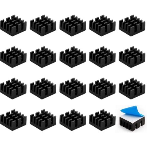 [NIE BENUTZT]Kühlkörper, schwarzer Aluminium-Kühlkörper mit Wärmeleitkleber zur Kühlung von 3D-Druckern, Schrittmotoren – 20er-Pack (1/5)