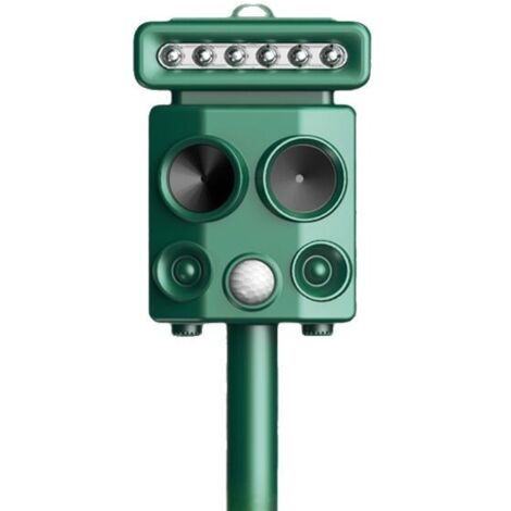 [NIE BENUTZT]Ultraschall-Tierabwehr, 4 Modi, PIR-Bewegungssensor, LED-Blinklicht, Solar- und USB-Aufladung, wasserdichtes Abwehrmittel für Katzen, Hunde, Vögel, Wildtiere