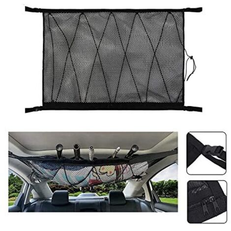 [NIE BENUTZT]Autodach-Aufbewahrungsnetz, multifunktionaler Organizer mit Reißverschluss, universelle Auto-Gepäcktasche für vier Dacharmlehnen für SUV, Van (Kordelzug)