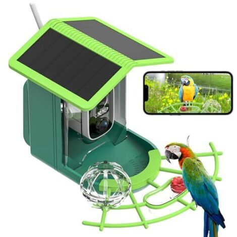 [NIE BENUTZT]Vogelfutterstation für den Außenbereich, KI-Vogelidentifikation, Nachtsicht, HD 4k, IP65-wasserdichte Vogelfutterstation, Solarpanel für den Außenbereich, automatische Erfassung, sofortig (1/5)