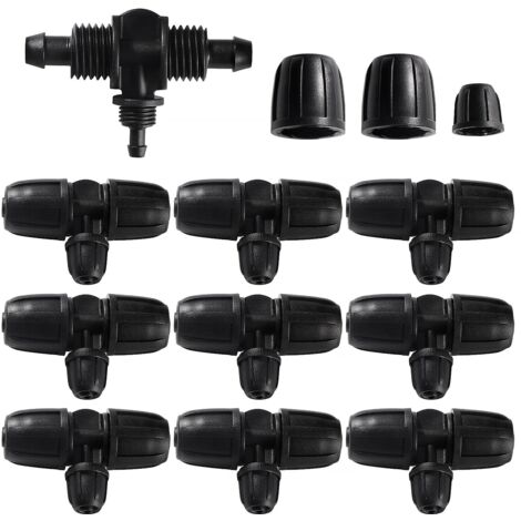 [NIE BENUTZT]10 Stück T-Rohrverbinder mit Widerhaken, 3-Wege-Bewässerungsschlauchverbinder für Rohre von 8/12 mm bis 4/7 mm, 3-Wege-Tropfbewässerungsverbinder für Garten, Rasen