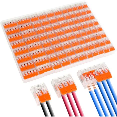 [NIE BENUTZT]90 Stück elektrische Schnellverbinder mit Hebelmutter, kompakter Leiterdrahtverbinder, elektrische Domino-Spleißverbinder für Inline-Schaltungen 28–12 AWG, flammhemmendes PA/PC