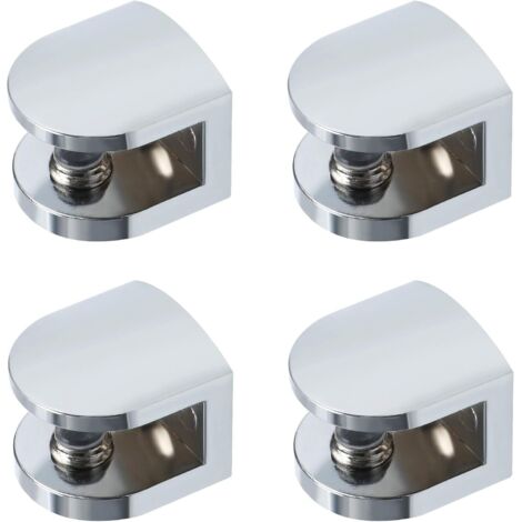 [NIE BENUTZT]Verstellbare Glasregalhalterung 7–9 mm, Glasregalhalterung, Wandmontageschraube, Zinklegierung, poliertes Chrom-Finish, 4 Stück, EBL1012-4P (1/4)