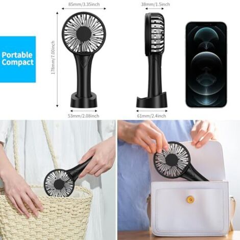 HONEYYEAR Turbo-Handventilator - 5 Stufen, Wiederaufladbar, 3-in-1 Für Unterwegs, Büro & Outdoor