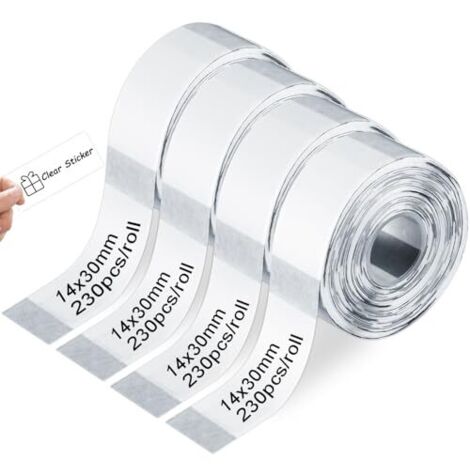 [NIE BENUTZT]Selbstklebende Etiketten zum Beschreiben, 14 x 30 mm transparentes Thermoetikett für Marklife P11/P12/P15, Phomemo D30/D32/D35, Vretti HP1/HP3/HP4, Thermopapier für Schule, Zuhause