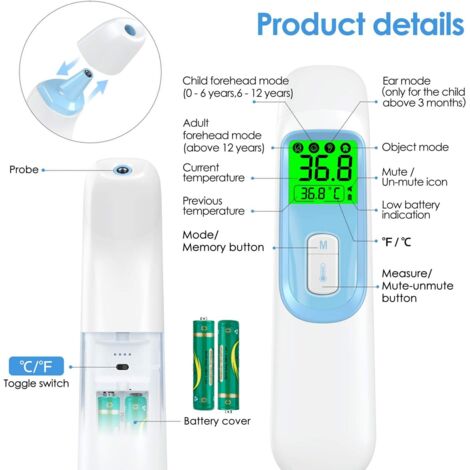 Stirn- und Ohrthermometer, berührungsloses Infrarot-Thermometer für