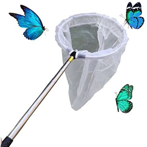 [NIE BENUTZT]Teleskop-Insekten- und Schmetterlingsnetz zum Fangen von Käfern und Insekten, Edelstahlgriff ausziehbar von 38,1 cm auf 150 cm