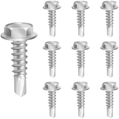 150 pezzi di viti autoperforanti in acciaio inossidabile, viti autoperforanti per lamiera da 4,2 mm x 16 mm, viti autoperforanti a testa esagonale, viti autoperforanti in metallo