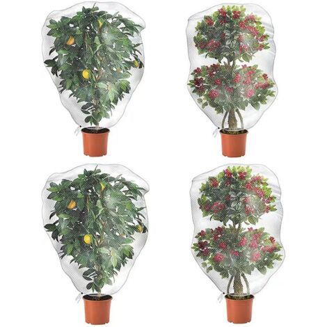 4 pezzi di borsa per piante con coulisse, rete anti-insetti, rete di protezione per verdure a maglia fine anti-insetti, per la protezione di verdure, fiori e frutta (80X80CM) (1/4)