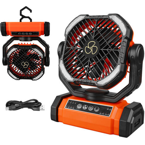 Wastou Ventilatore da Tavolo, Ventilatore da Scrivania Ricaricabile tramite USB, Ventilatore a Torre Portatile con Batteria da 10000mAh, Velocità Regolabile, Testa Girevole per Casa e Ufficio