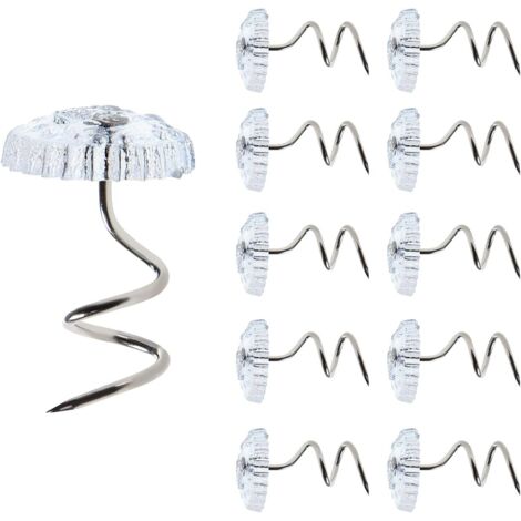 50 pezzi di spilli a spirale, per fissare cuscini e trapunte, teste trasparenti, spilli a spirale per copridivano letto