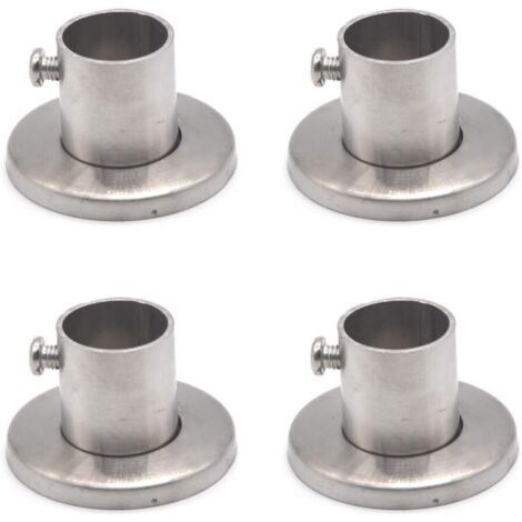 4 Supporti Per Asta Flangiata In Acciaio Inox Bianco, Diametro 32 Mm, Con Viti E Tasselli, Per Doccia, Armadio, Bagno - 2