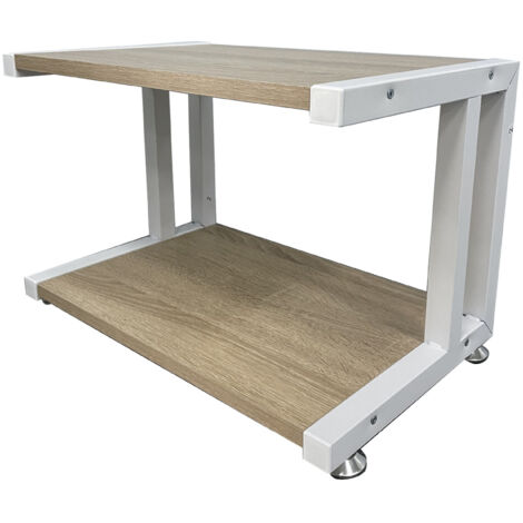 Supporto per stampante da scrivania a 2 livelli sotto la scrivania - Scaffale in legno rustico industriale - Porta libri