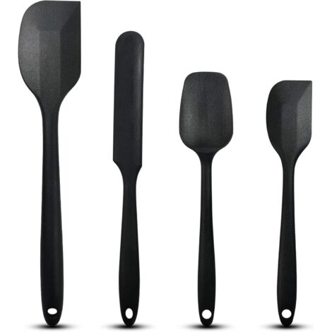 Spatole professionali in silicone, spatole da cucina di varie dimensioni. Cucchiaio spatola per pasticceria. Set spatole per dolci. Leccalecca in silicone, lavabili in lavastoviglie (nero) (4