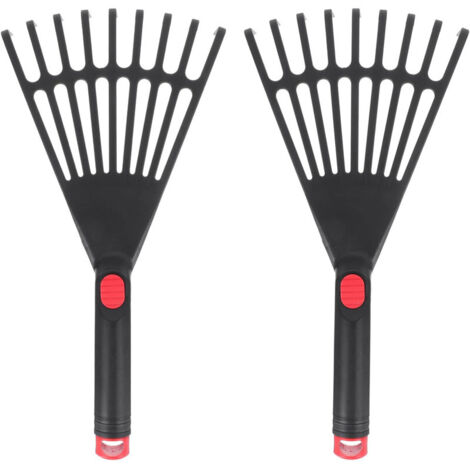 Confezione da 2 rastrelli da giardino in plastica con manico ergonomico, piccolo rastrello per foglie per giardinaggio, coltivazione, allentamento del terreno e distribuzione del pacciame