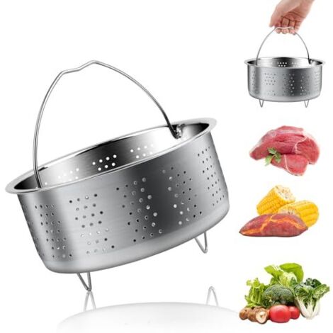 Set Di 2 Vassoi Rotondi Per Cottura A Vapore In Acciaio Inox Con Gambe Rimovibili – Cestelli Per Pentole – Diametro 20 Cm - 4
