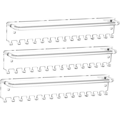 Organizer da appendere - Moderno porta collane in acrilico con 15 ganci - Espositore da parete salvaspazio, set da 3