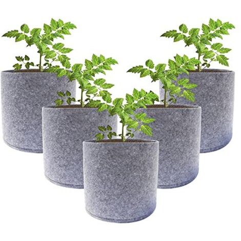 Borsa per piante da esterno e da interno, borsa per piantagione in geotessile, borsa per piantagione di patate, borsa per la coltivazione di patate per orto, balcone, vaso rotondo (3 galloni, grigio)