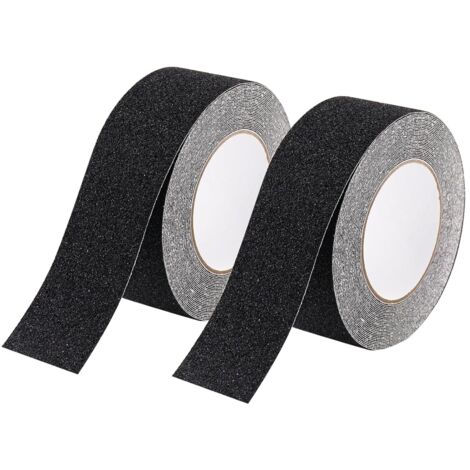 Nastro antiscivolo per scale, 2 pezzi, 5 cm x 10 m, nastro adesivo antiscivolo, tappetini antiscivolo per scale, gradini, rivestimenti per pavimenti (nero)