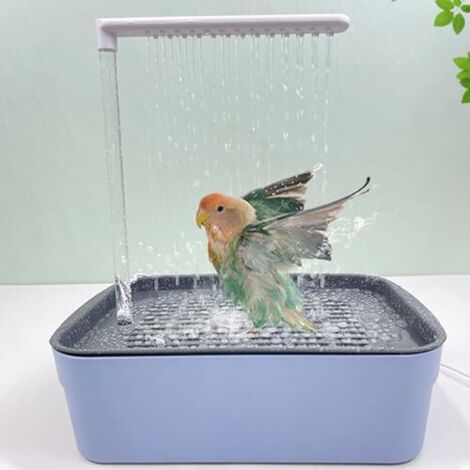 Bagno automatico per uccelli con sistema di circolazione - Doccia montata sulla gabbia per parrocchetti, calopsitte e piccoli uccelli - Giocattolo da bagno autopulente