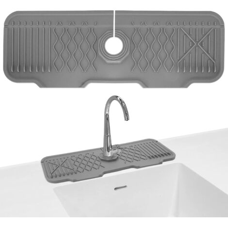 Tappetino in silicone per rubinetto del lavandino, 17 x 6,25 pollici, paraspruzzi, maniglia del rubinetto con pendenza, protegge la superficie del lavandino e del piano di lavoro del bagno per cucina