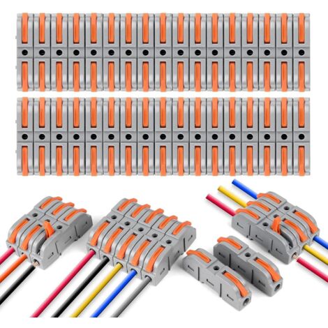 Connettori elettrici rapidi con leva, 119 pezzi, terminali di collegamento a 1 filo e 2 ingressi, Domino, per cavi liberamente combinabili, PA/PC ignifugo (1/5)