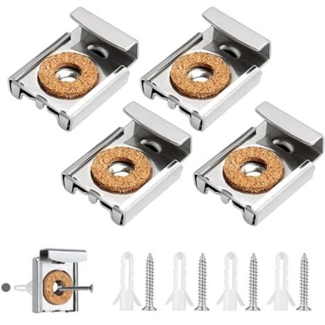 Fissaggi per specchi, 4 staffe per specchi, fissaggi per specchi senza cornice con tasselli e viti per ganci di fissaggio per specchi o vetri