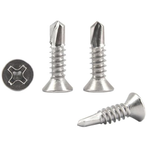 200 viti autoperforanti a testa piatta Phillips in acciaio inossidabile 304 M4,2 x 25 mm
