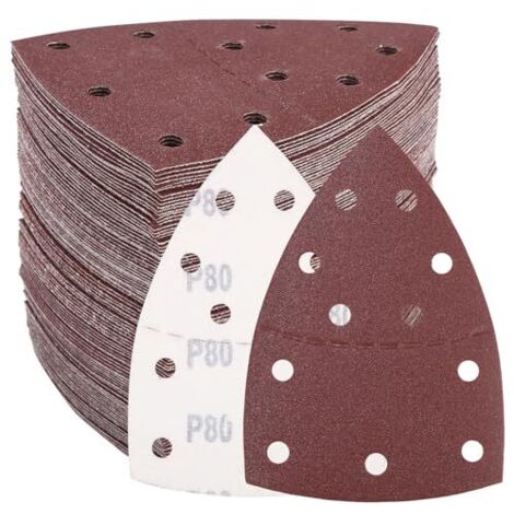 100 pezzi di carta vetrata per levigatrice per dettagli Mouse, grana 40 80 120 180 240, carta vetrata triangolare professionale per levigatura e lucidatura, carta vetrata a 11 fori