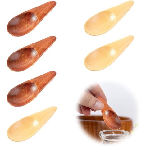 cucchiaini di legno piccoli, cucchiaini di legno naturali ecologici, cucchiaini di miele da 6,5 cm per il tè, cucchiai da cucina in legno per barattoli di marmellata, zucchero, caffè, tè e condimenti (1/5)