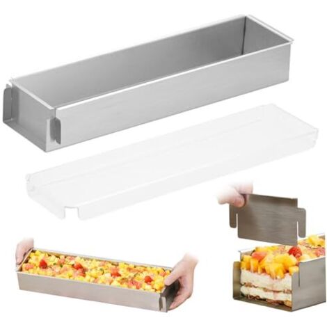 Teglia rettangolare per torta, stampo per torta antiaderente in acciaio inossidabile da 12x4x2 pollici con coperchio trasparente, accessori da forno facili da pulire per pane, brownies, tiramisù