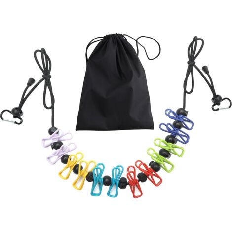 Stendibiancheria da esterno, accessori da campeggio con 12 mollette e fibbia antiscivolo, adatto per viaggi, vacanze, campeggio all'aperto, residenza, 180 cm (1/5)
