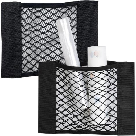 Rete Portaoggetti Auto, 2 Pezzi, Autoadesiva Ed Elastica, 26x12 Cm, Con Viti E Elastici, Per Camper E Barca