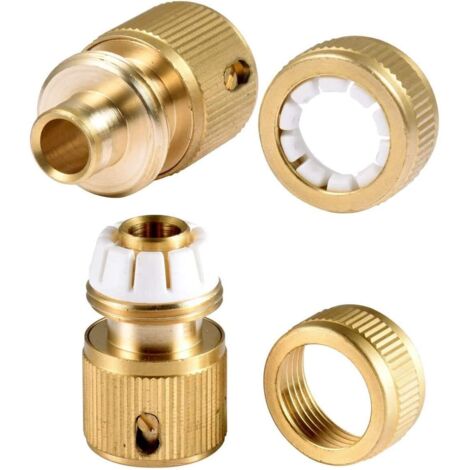 LANGING 2 Connettori Per Rubinetto Da Giardino In Ottone - Filettatura Femmina 2-in-1 - Adattatori Da 1/2" E 3/4" Per Tubi E Lavatrici