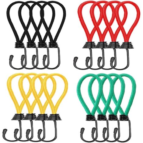 16 pezzi di corde elastiche con ganci, ganci elastici per tende, ganci elastici per tende da campeggio, cinghie elastiche in gomma, per campeggio, teloni, tende da sole, tende