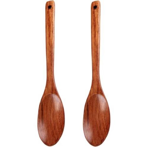 2 cucchiai da portata in legno, cucchiai in legno lunghi 13 pollici per cucinare, mescolare, servire, utensili da cucina