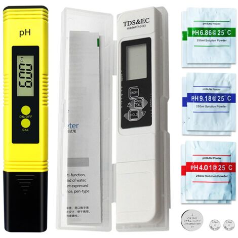 [MAI USATO]Tester professionale di pH TDS PH EC Tester di qualità dell'acqua per acqua potabile domestica, acquario, piscina, terreni agricoli (con polvere di calibrazione) (1/4)