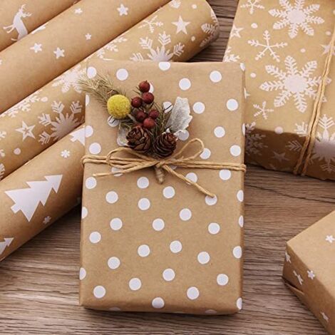 3 rotoli - Carta da regalo natalizia opaca, rotoli di carta da regalo