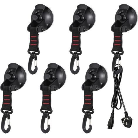 [MAI USATO]6 pezzi di ancoraggio a ventosa, potente gancio a ventosa girevole a 360°, ganci di fissaggio, ganci a ventosa per tende, campeggio, auto, tenda da sole, esterno, casa (1/5)