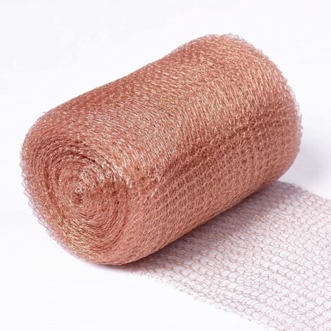 [MAI USATO]Controllo dei parassiti dei roditori in rete di rame, 5 pollici x 33 piedi, nastro di rame lavorato a maglia a doppio strato in rete di rame puro per repellente per lumache e limacce, fori  (1/5)