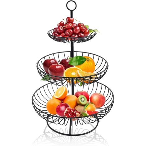 [MAI USATO]Cestino per frutta a 3 livelli, grande cesto per frutta in metallo per verdure, snack e articoli per la casa, 16/24/30 cm