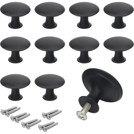 [MAI USATO]Pomelli per mobili, 10 pezzi, pomelli per cassetti in acciaio inox vintage nero, maniglie da cucina rotonde da 30 mm per armadi, cassettiere, armadietti, mobili con viti abbinate