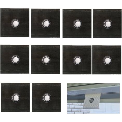 [MAI USATO]10 occhielli universali per tubi del tetto da 5/6 mm a 7/8 mm, gancio per tenda da sole, per camper, tende, roulotte, campeggio (nero) (1/4)