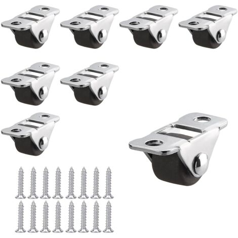 [MAI USATO]Set di 8 mini rotelle silenziose in gomma per mobili da 0,5" (12 mm) - Ruote in gomma marrone, piastra metallica, capacità di carico 10 kg, ideali per mobili di piccole dimensioni
