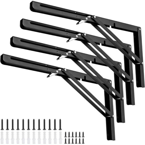 [MAI USATO]Set di 4 staffe per mensole pieghevoli, cerniere angolari, carico pesante, salvaspazio, tavolo pieghevole, montaggio a parete, carico massimo 75 kg (400 mm) (1/5)