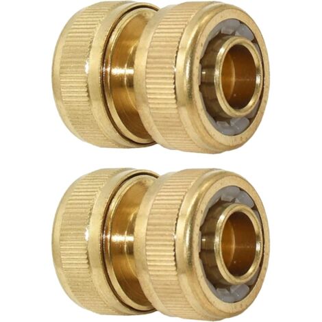 [MAI USATO]Connettore per tubo da giardino in ottone da 19 mm (3/4 pollici), prolunga per riparazione rapida, riparazione rapida (confezione da 2)