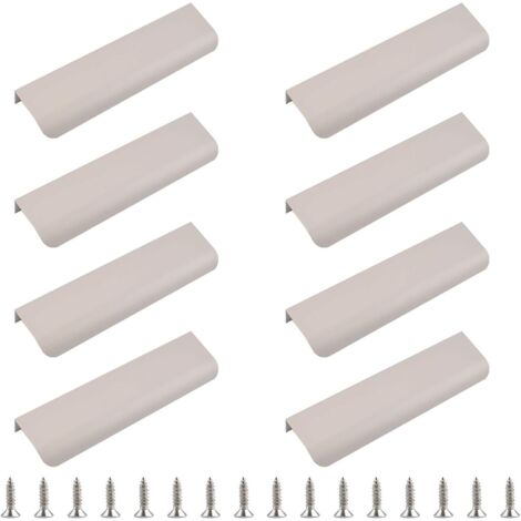 [MAI USATO]Confezione da 8 maniglie per cassetti nascoste in stile moderno, maniglie curve invisibili in lega di alluminio, maniglia per mobile, 80 mm, grigio cashmere (W-MF002528-EU)