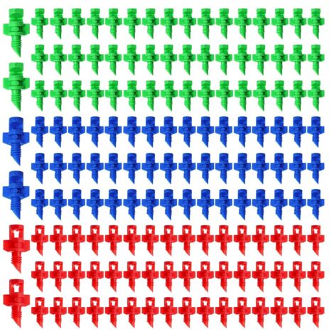 [MAI USATO]150 pezzi Micro ugello per irrigazione da giardino, ugello per nebulizzazione dell'acqua per prato da giardino a 90/180/360 gradi, mini ugello per irrigazione da giardino, sistema di irriga